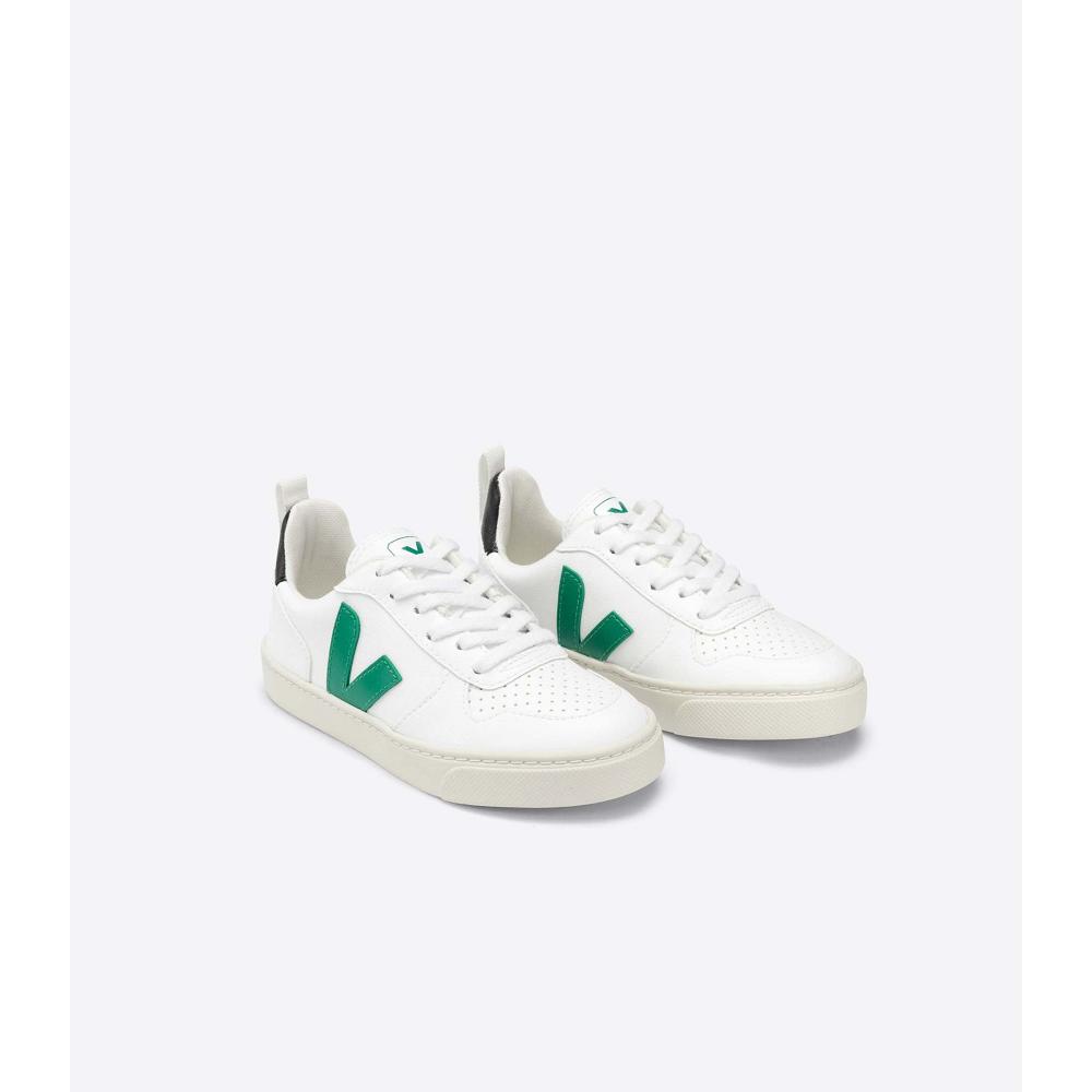 Veja V-10 LACE CWL Kids' Shoes White/Green | NZ 788TCE